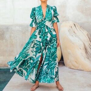 Cult Gaia Willow Puff Sleeve Maxi Dress, Size M